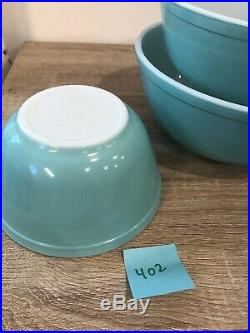 Pyrex Turquoise Nesting Mixing Bowls 401 402 403 404 Set of 4 HTF RARE color
