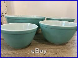 Pyrex Turquoise Nesting Mixing Bowls 401 402 403 404 Set of 4 HTF RARE color