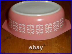 Pyrex Vintage Rare Pink Stems Oval Casserole Dish 043 1 1/2 Qt