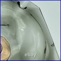 RARE 1940s SMOKED GLASS ASHTRAY Marble Base BRASS Art Deco MID CENTURY Modern 8