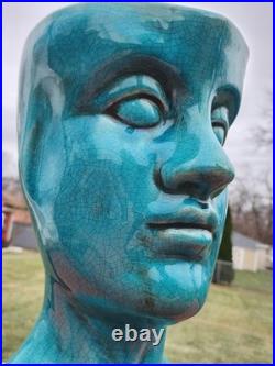 RARE 1950-60s Mid-Century Modern Turquoise Figural Head Sculptural Planter OOAK