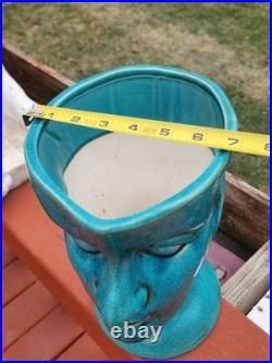 RARE 1950-60s Mid-Century Modern Turquoise Figural Head Sculptural Planter OOAK