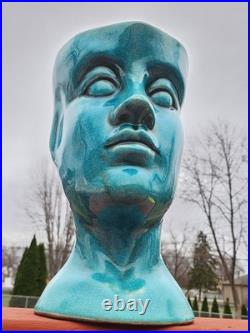 RARE 1950-60s Mid-Century Modern Turquoise Figural Head Sculptural Planter OOAK