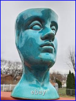 RARE 1950-60s Mid-Century Modern Turquoise Figural Head Sculptural Planter OOAK