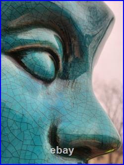 RARE 1950-60s Mid-Century Modern Turquoise Figural Head Sculptural Planter OOAK