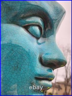 RARE 1950-60s Mid-Century Modern Turquoise Figural Head Sculptural Planter OOAK