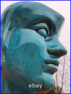 RARE 1950-60s Mid-Century Modern Turquoise Figural Head Sculptural Planter OOAK