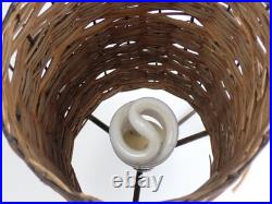 RARE 1950s/60s Mid Century Modern MCM Paul Mayen Wicker & Iron 3-Leg Table Lamp