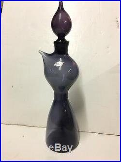 RARE 1958 Purple WAYNE HUSTED SPOUTED Signed BLENKO GLASS DECANTER As Is