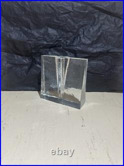RARE 1960s Mid-century Modern Ice Glass Solifleur Bud Vase Geometric Brutalist
