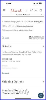 RARE 1960s Mid-century Modern Ice Glass Solifleur Bud Vase Geometric Brutalist