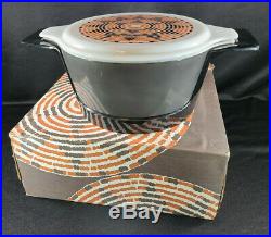 RARE! 1974 Pyrex Brown Pueblo Glass Casserole Dish Vintage with Hugger & BOX