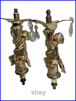 RARE 2 Hanging Light Chandelier Pendant Figure Baby Greek Mid Century Modern