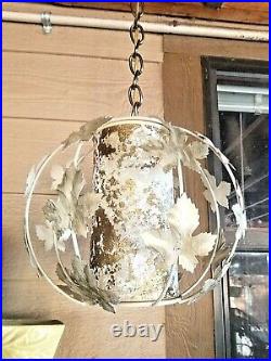 RARE 3 LITE TENSION POLE FLOOR LAMP MID CENTURY MODERN HOLLYWOOD REGENCY w GOLD