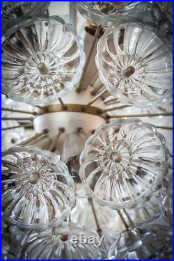 RARE 52 GLASS FLOWER STARBURST CHANDELIER SILVER SPUTNIK LIGHT 70`s 60's