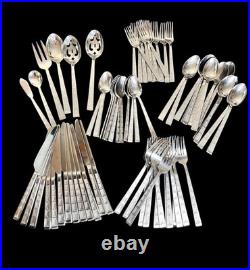 RARE 71pc Set Pfaltzgraff Stainless CORONA Mid-century Modern Art Deco Serves 13