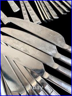 RARE 71pc Set Pfaltzgraff Stainless CORONA Mid-century Modern Art Deco Serves 13
