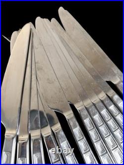 RARE 71pc Set Pfaltzgraff Stainless CORONA Mid-century Modern Art Deco Serves 13