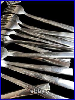 RARE 71pc Set Pfaltzgraff Stainless CORONA Mid-century Modern Art Deco Serves 13