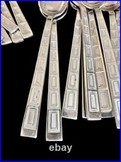 RARE 71pc Set Pfaltzgraff Stainless CORONA Mid-century Modern Art Deco Serves 13