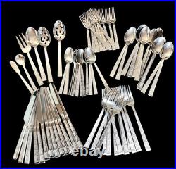 RARE 71pc Set Pfaltzgraff Stainless CORONA Mid-century Modern Art Deco Serves 13