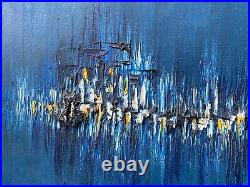 RARE Antique Mid Century Modern Abstract Asian Filipino Oil Painting Cabebe