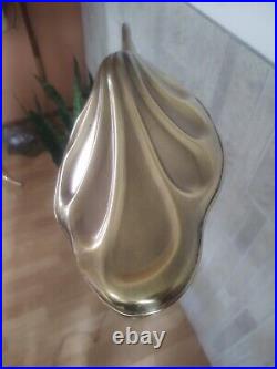 RARE Art Deco Brass Hollywood Regency MCM Adjustable Clam Shell Floor Lamp