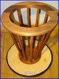 RARE Arthur Umanoff Mid-Century Modern 1950s 1960s Round Stool Black Vinyl