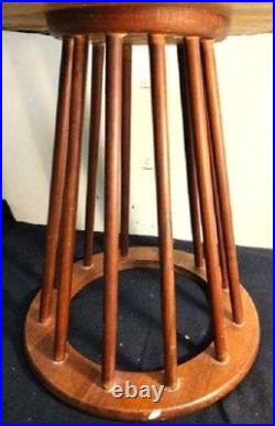 RARE Arthur Umanoff Mid-Century Modern 1960s Round Stool Black Vinyl