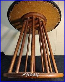 RARE Arthur Umanoff Mid-Century Modern 1960s Round Stool Black Vinyl