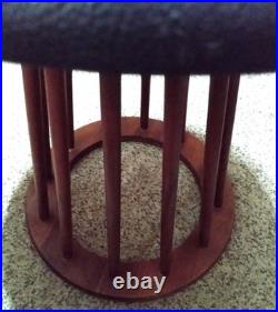 RARE Arthur Umanoff Mid-Century Modern 1960s Round Stool Black Vinyl