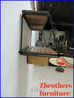 RARE Arthur Umanoff Raymor Woven Wrought Iron Bar Hanging Wall Shelf Cabinet
