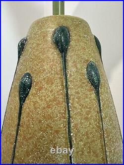 RARE Bitossi Mid Century Modern Table Lamp With Green Tadpoles Measures 27 MCM