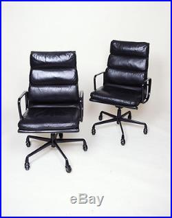 RARE Black Eames Herman Miller Soft Pad High Back Aluminum Group Chairs 15 Avail