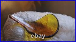 RARE Blenko #537 Amber UV Reactive Bowl Joel Myers Design Introduced 1953