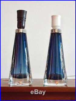 RARE Blue Mid Century Modern CARL FAGERLUND for ORREFORS Glass Table Lamps