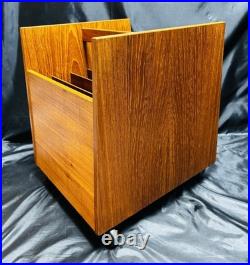 RARE Bruksbo Norway Mid-Century Modern Teak Rolling Magazine/ Book Rack