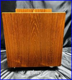 RARE Bruksbo Norway Mid-Century Modern Teak Rolling Magazine/ Book Rack