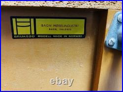 RARE Bruksbo Norway Mid-Century Modern Teak Rolling Magazine/ Book Rack