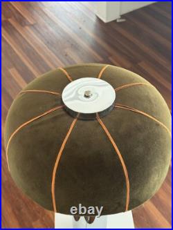 RARE CHIC VINTAGE 70s MUSHROOM TABLE LAMP 27 TALL CHROME BASE & MOHAIR SHAD
