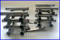 RARE C Jere MidCentury Chrome Stacked Rods Bookends, Signed