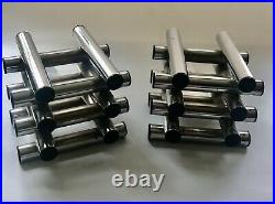 RARE C Jere MidCentury Chrome Stacked Rods Bookends, Signed