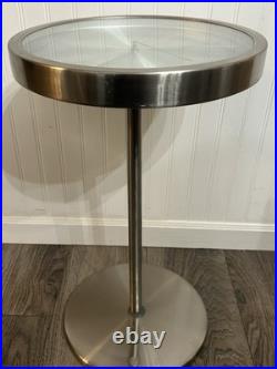 RARE David Quan Umbra Mid-Century Modern Brushed Stainless CLOCK /Cocktail TABLE