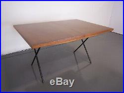 RARE! EARLY! George Nelson for Herman Miller X-Leg Walnut Extension Table 1950