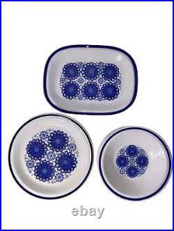 RARE EGERSUND KORULEN Norway Blue White MCM 5 plates 8 Bowls 1 Serving Plate