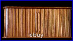 RARE FIND Mid Century Modern Teak Tambour Door Floating Wall Cabinet or Shelf