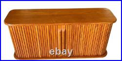 RARE FIND Mid Century Modern Teak Tambour Door Floating Wall Cabinet or Shelf