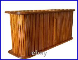 RARE FIND Mid Century Modern Teak Tambour Door Floating Wall Cabinet or Shelf