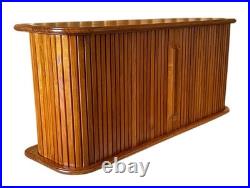 RARE FIND Mid Century Modern Teak Tambour Door Floating Wall Cabinet or Shelf