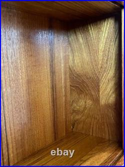 RARE FIND Mid Century Modern Teak Tambour Door Floating Wall Cabinet or Shelf